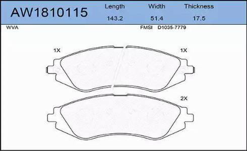 Aywiparts AW1810115 - Kit pastiglie freno, Freno a disco autozon.pro