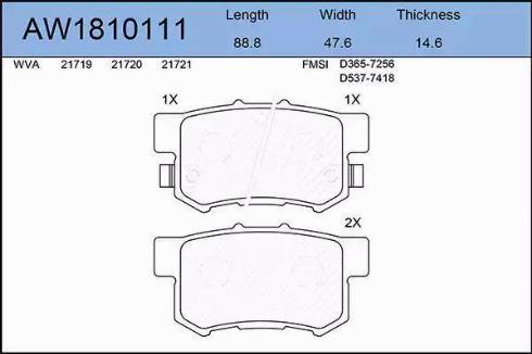 Aywiparts AW1810111 - Kit pastiglie freno, Freno a disco autozon.pro