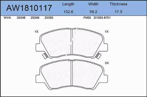 Aywiparts AW1810117 - Kit pastiglie freno, Freno a disco autozon.pro