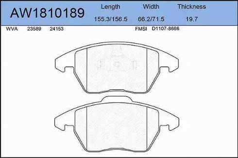 Aywiparts AW1810189 - Kit pastiglie freno, Freno a disco autozon.pro