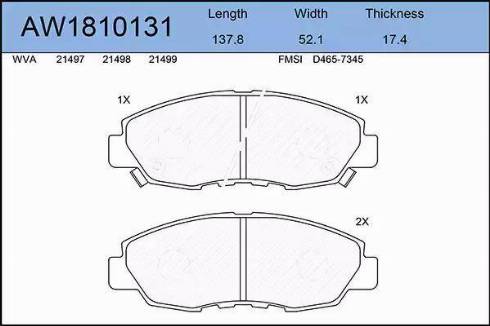 Aywiparts AW1810131 - Kit pastiglie freno, Freno a disco autozon.pro