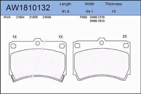 Aywiparts AW1810132 - Kit pastiglie freno, Freno a disco autozon.pro