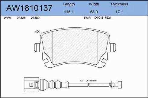 Aywiparts AW1810137 - Kit pastiglie freno, Freno a disco autozon.pro