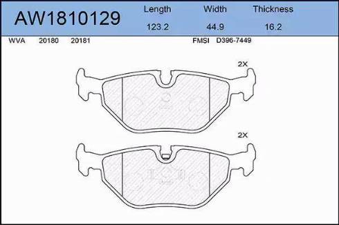 Aywiparts AW1810129 - Kit pastiglie freno, Freno a disco autozon.pro