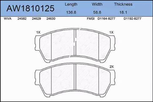 Aywiparts AW1810125 - Kit pastiglie freno, Freno a disco autozon.pro