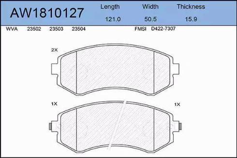 Aywiparts AW1810127 - Kit pastiglie freno, Freno a disco autozon.pro