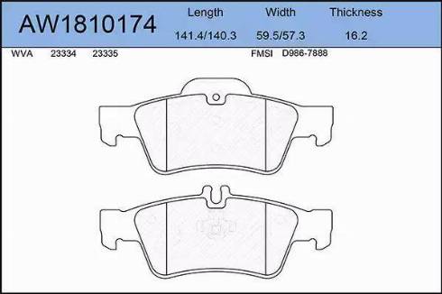 Aywiparts AW1810174 - Kit pastiglie freno, Freno a disco autozon.pro