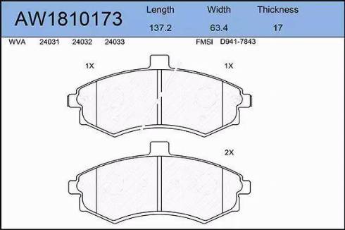 Aywiparts AW1810173 - Kit pastiglie freno, Freno a disco autozon.pro