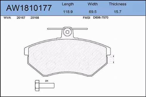 Aywiparts AW1810177 - Kit pastiglie freno, Freno a disco autozon.pro