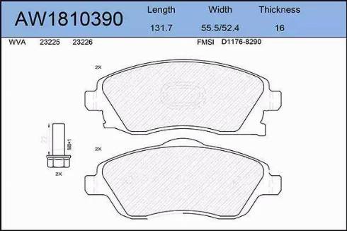 Aywiparts AW1810390 - Kit pastiglie freno, Freno a disco autozon.pro