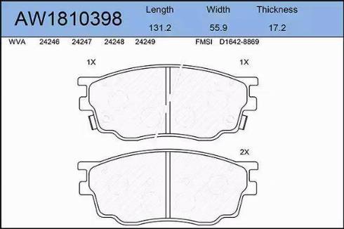 Aywiparts AW1810398 - Kit pastiglie freno, Freno a disco autozon.pro