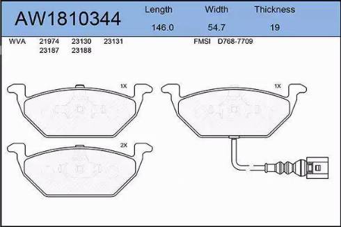 Aywiparts AW1810344 - Kit pastiglie freno, Freno a disco autozon.pro