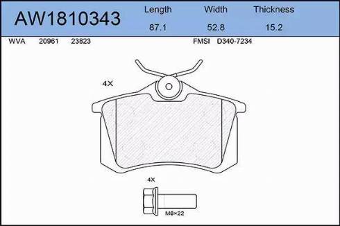 Aywiparts AW1810343 - Kit pastiglie freno, Freno a disco autozon.pro