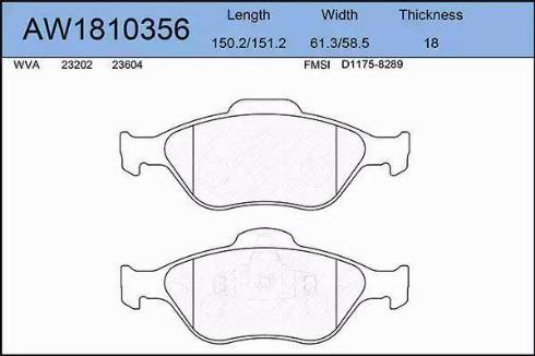 Aywiparts AW1810356 - Kit pastiglie freno, Freno a disco autozon.pro