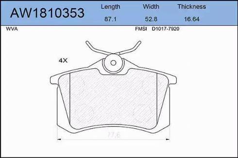 Aywiparts AW1810353 - Kit pastiglie freno, Freno a disco autozon.pro