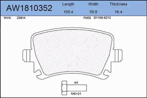 Aywiparts AW1810352 - Kit pastiglie freno, Freno a disco autozon.pro