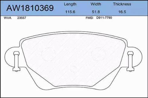 Aywiparts AW1810369 - Kit pastiglie freno, Freno a disco autozon.pro