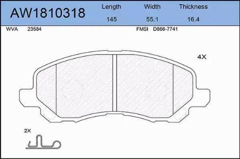 Aywiparts AW1810318 - Kit pastiglie freno, Freno a disco autozon.pro