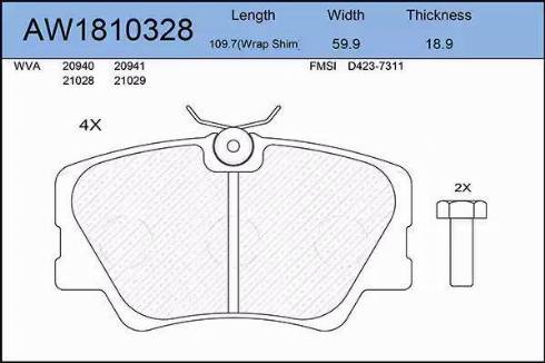 Aywiparts AW1810328 - Kit pastiglie freno, Freno a disco autozon.pro