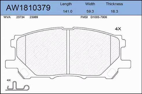 Aywiparts AW1810379 - Kit pastiglie freno, Freno a disco autozon.pro