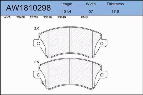 Aywiparts AW1810298 - Kit pastiglie freno, Freno a disco autozon.pro