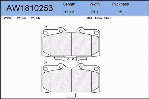 Aywiparts AW1810253 - Kit pastiglie freno, Freno a disco autozon.pro