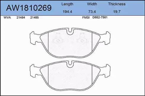 Aywiparts AW1810269 - Kit pastiglie freno, Freno a disco autozon.pro