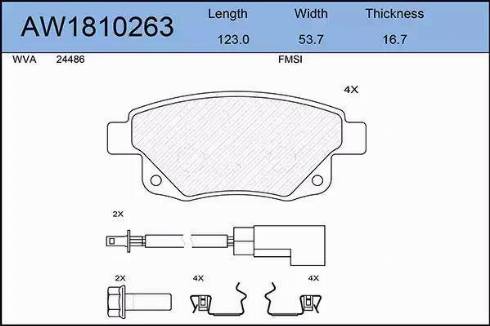 Aywiparts AW1810263 - Kit pastiglie freno, Freno a disco autozon.pro