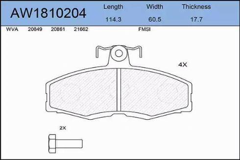 Aywiparts AW1810204 - Kit pastiglie freno, Freno a disco autozon.pro