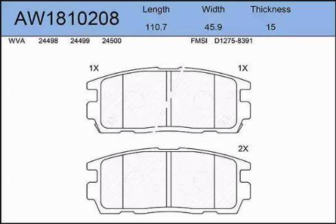 Aywiparts AW1810208 - Kit pastiglie freno, Freno a disco autozon.pro