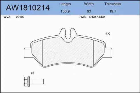 Aywiparts AW1810214 - Kit pastiglie freno, Freno a disco autozon.pro