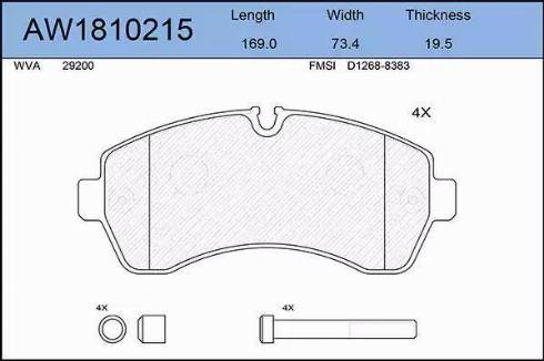 Aywiparts AW1810215 - Kit pastiglie freno, Freno a disco autozon.pro