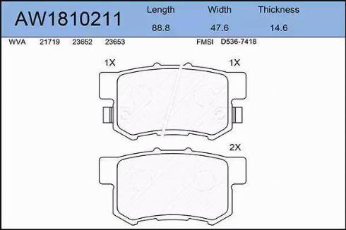 Aywiparts AW1810211 - Kit pastiglie freno, Freno a disco autozon.pro