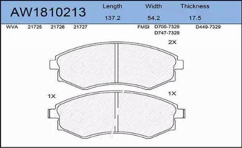 Aywiparts AW1810213 - Kit pastiglie freno, Freno a disco autozon.pro