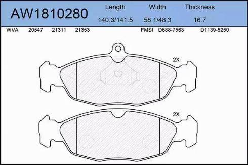 Aywiparts AW1810280 - Kit pastiglie freno, Freno a disco autozon.pro