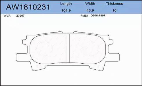 Aywiparts AW1810231 - Kit pastiglie freno, Freno a disco autozon.pro