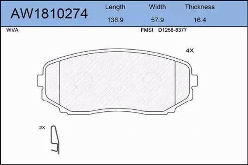 Aywiparts AW1810274 - Kit pastiglie freno, Freno a disco autozon.pro