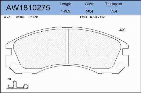 Aywiparts AW1810275 - Kit pastiglie freno, Freno a disco autozon.pro