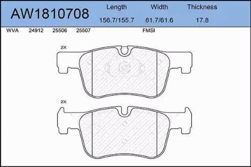 Aywiparts AW1810708 - Kit pastiglie freno, Freno a disco autozon.pro