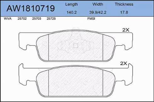 Aywiparts AW1810719 - Kit pastiglie freno, Freno a disco autozon.pro