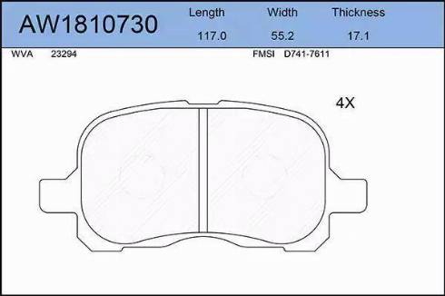 Aywiparts AW1810730 - Kit pastiglie freno, Freno a disco autozon.pro