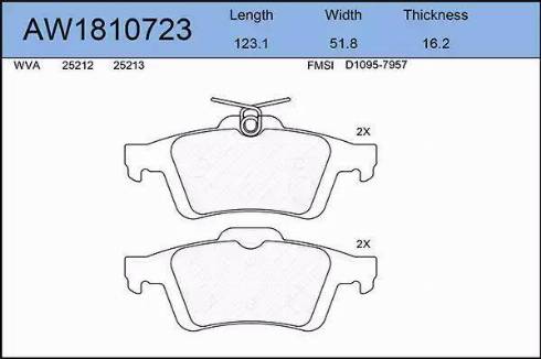 Aywiparts AW1810723 - Kit pastiglie freno, Freno a disco autozon.pro