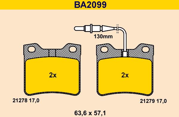 Barum BA2099 - Kit pastiglie freno, Freno a disco autozon.pro