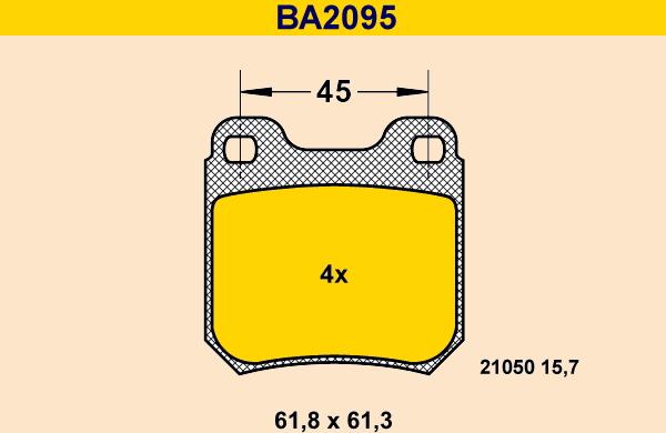 Barum BA2095 - Kit pastiglie freno, Freno a disco autozon.pro