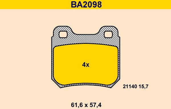 Barum BA2098 - Kit pastiglie freno, Freno a disco autozon.pro