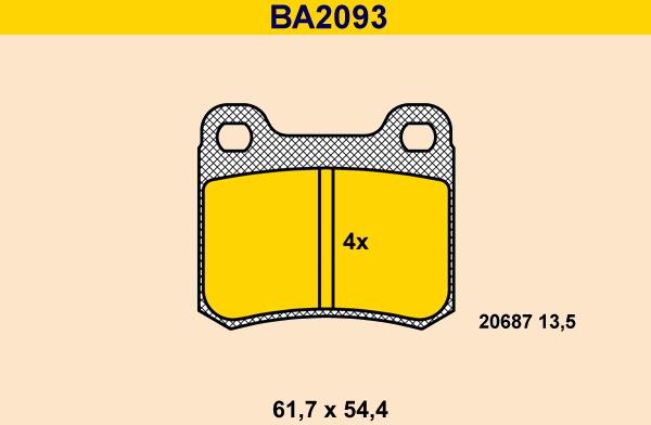 Barum BA2093 - Kit pastiglie freno, Freno a disco autozon.pro