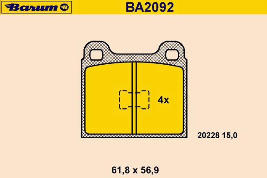 Barum BA2092 - Kit pastiglie freno, Freno a disco autozon.pro