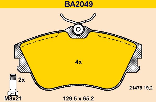 Barum BA2049 - Kit pastiglie freno, Freno a disco autozon.pro