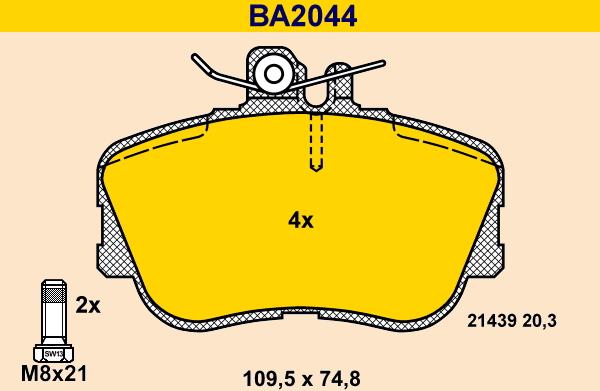 Barum BA2044 - Kit pastiglie freno, Freno a disco autozon.pro