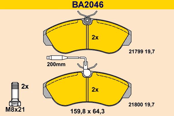 Barum BA2046 - Kit pastiglie freno, Freno a disco autozon.pro